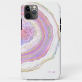 Coques Case-Mate iPhone Géode de marbre rose, violet et or avec monogramme (Dos)