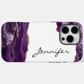 Coques Case-Mate iPhone Géode de pierre Agate violet iPhone (Verso (horizontal))