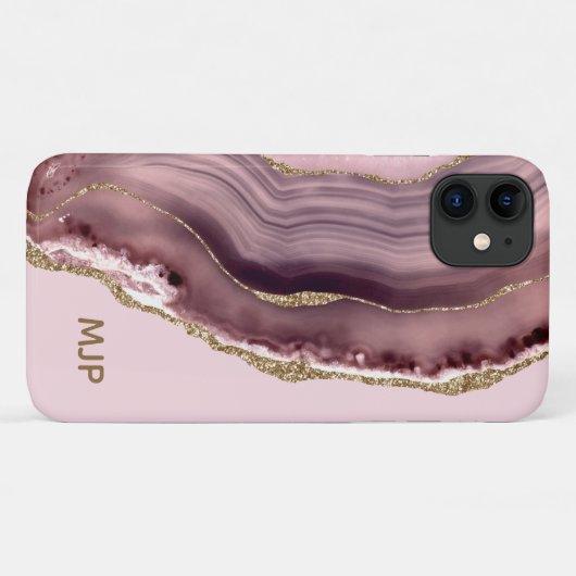 Coques Case-Mate iPhone Géode d'or rose et violet (Dos (Horizontal))