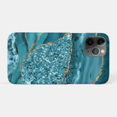 Coques Case-Mate iPhone Géode dorée en marbre bleu turquoise Parties scint (Dos (Horizontal))