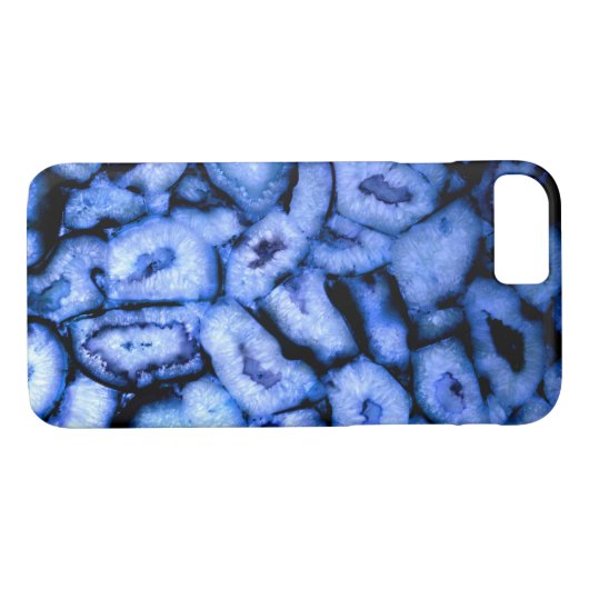 Coques Case-Mate iPhone Géodes Agate Quartz Bleu (Dos (Horizontal))