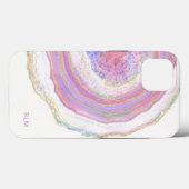 Coques Case-Mate iPhone Géographie rose violet et or marbre avec Monogramm (Verso (horizontal))