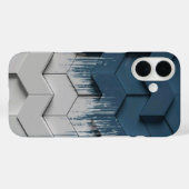 Coques Case-Mate iPhone Geometric Blue & White Chevron Hexagon Phone Case (Verso (horizontal))