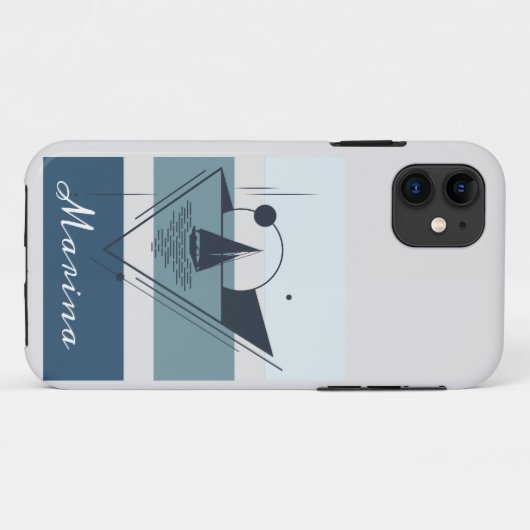 Coques Case-Mate iPhone Geometric Sailboat Modern Art Personalized (Dos (Horizontal))