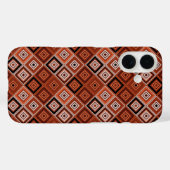 Coques Case-Mate iPhone Géométrie patchwork ethnique marron orange (Verso (horizontal))