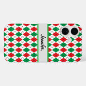 Coques Case-Mate iPhone Géométrie rouge et verte de Noël (Verso (horizontal))