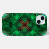 Coques Case-Mate iPhone Géométrie sacrée fractale Art émeraude (Verso (horizontal))