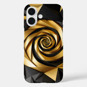 Coques iPhone 16 Géométrie spirale dorée