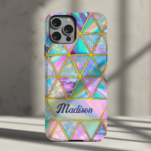 Coque Pour iPhone 15 Géométrique doré faux élégant holographique tendan