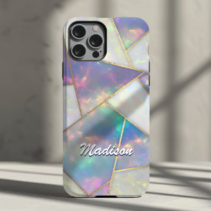 Coque Pour iPhone 15 Géométrique en agate holographique stylé
