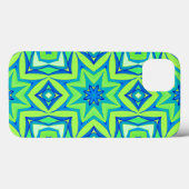 Coques Case-Mate iPhone Géométrique étoile Abstraite - Vert chaux et bleu (Verso (horizontal))