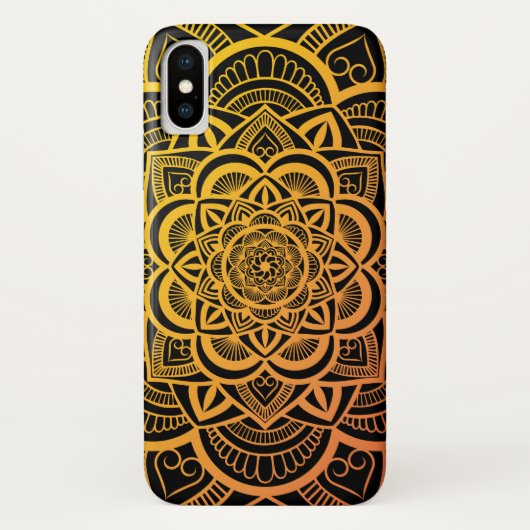 Coques Case-Mate iPhone Géométrique Floral Mandala Gold Orange Gradient (Dos)