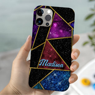 Coque Pour iPhone 15 Géométrique girly rouge violet élégant