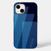 Coques Case-Mate iPhone Géométrique moderne Personnalisé bleu (Verso)