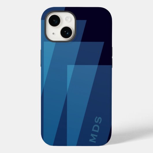 Coques Case-Mate iPhone Géométrique moderne Personnalisé bleu (Verso)