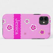 Coques Case-Mate iPhone Gepersonaliseerde bloemen patrot met nom (Dos (Horizontal))