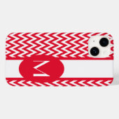 Coques Case-Mate iPhone Géranium Elegant Chevron Design avec monogramme (Verso (horizontal))