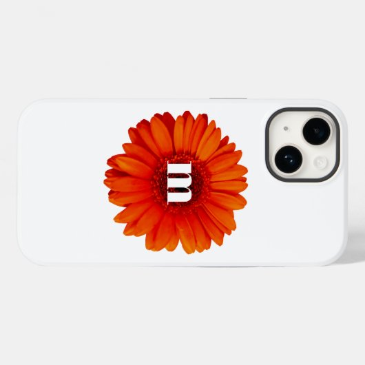 Coques Case-Mate iPhone Gerbera Daisy Monogramme initial (Verso (horizontal))