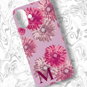 Coques iPhone 16 Plus Gerbera rose Fleurs marguerites sur Dusty Mauve Fl
