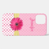 Coques Case-Mate iPhone Gérbera rose mignonne Daisy Polka Dot (Verso (horizontal))