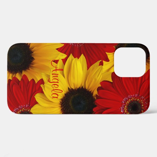 Coques Case-Mate iPhone Gerbera Rouge Fleur de soleil jaune (Verso (horizontal))