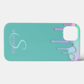 Coques Case-Mate iPhone Giclées de arc-en-ciel élégant vert menthe (Verso (horizontal))