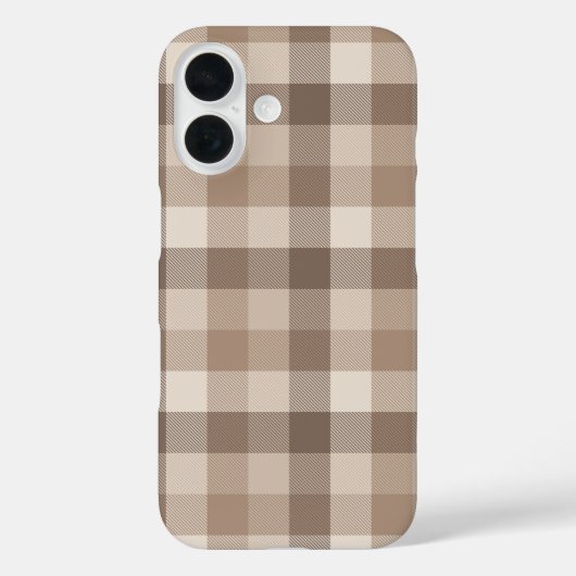 Coques Case-Mate iPhone Gingham à carreaux marron clair Terre Neutre (Verso)