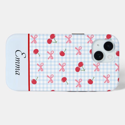 Coques Case-Mate iPhone Gingham Coquette Bow Cherry iPhone Case (Verso (horizontal))