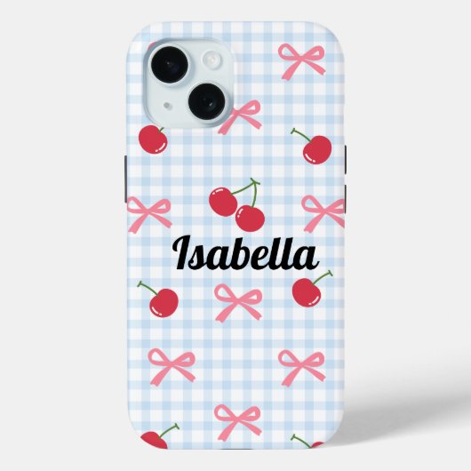 Coques Case-Mate iPhone Gingham Coquette Bow Cherry iPhone Case (Verso)