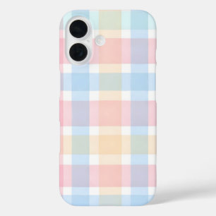 Coques iPhone 16 Gingham Pastel – Motif Aquarelle Douce