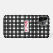 Coques Case-Mate iPhone Gingham Personnalisé Noir Blanc (Dos (Horizontal))