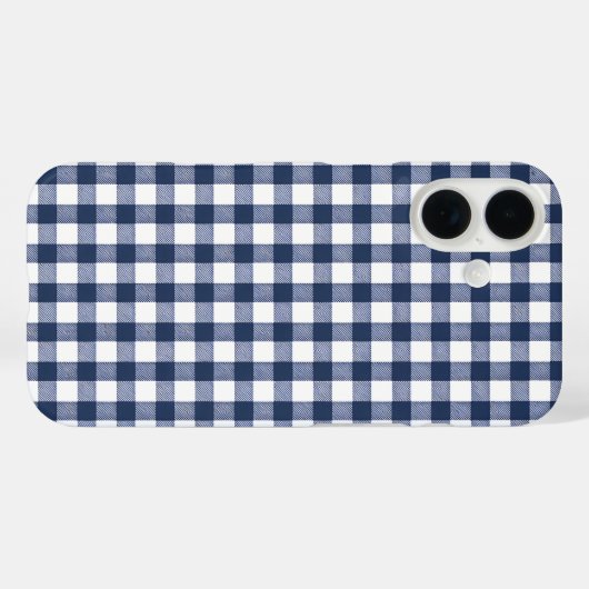 Coques Case-Mate iPhone Gingham Plaid Pattern - Navy Blue (Verso (horizontal))
