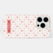 Coques Case-Mate iPhone Gingham Rouge avec Cerises et Rubans Monogrammé (Verso (horizontal))