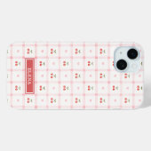 Coques Case-Mate iPhone Gingham Rouge avec Cerises et Rubans Monogrammé (Verso (horizontal))
