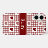 Coques Case-Mate iPhone Gingham rouge de l'Ohio (Verso (horizontal))