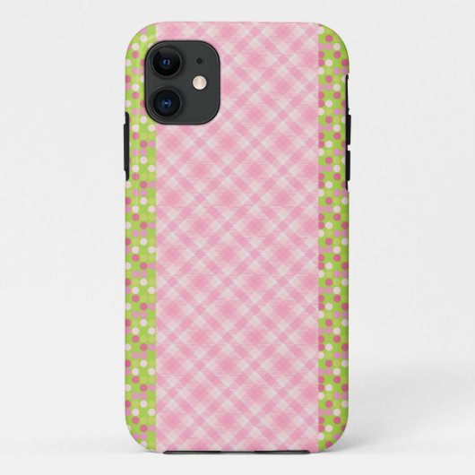 Coques Case-Mate iPhone Ginham et points roses (Dos)