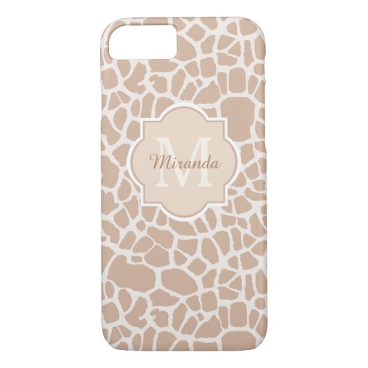 Coques Case-Mate iPhone Girafe Brown classique Imprimer Monogramme et nom (Dos)