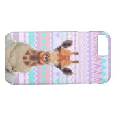 Coques Case-Mate iPhone Girafe drôle avec le tribal aztèque en pastel (Dos (Horizontal))