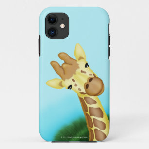 Case-Mate iPhone Case Girafe jaune fraîche sur l'arrière - plan bleu