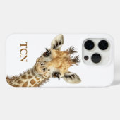 Coques Case-Mate iPhone Girafe Monogramme Initiales Aquarelle Mignonne Ado (Verso (horizontal))