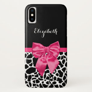 Coques Pour iPhone Girafe noire Poster de animal mignonne Bow rose ch