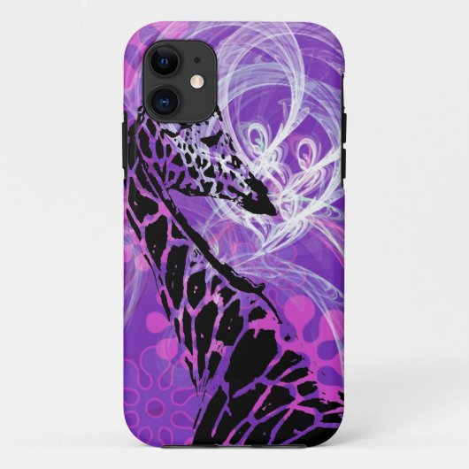 Coques Case-Mate iPhone Giraffe à fleurs violettes (Dos)