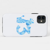 Coques Case-Mate iPhone Giraffe Bleue 3e anniversaire (Dos (Horizontal))