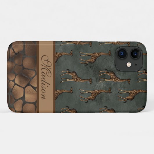 Coques Case-Mate iPhone Giraffe Chic Nom de script Stylish Trendy Safari (Dos (Horizontal))