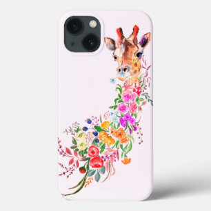 Case-Mate iPhone Case Giraffe de Bouquet aux fleurs colorées - Dessiné p