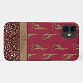 Coques Case-Mate iPhone Giraffe d'or Stylish Burgundy Script élégant (Dos (Horizontal))