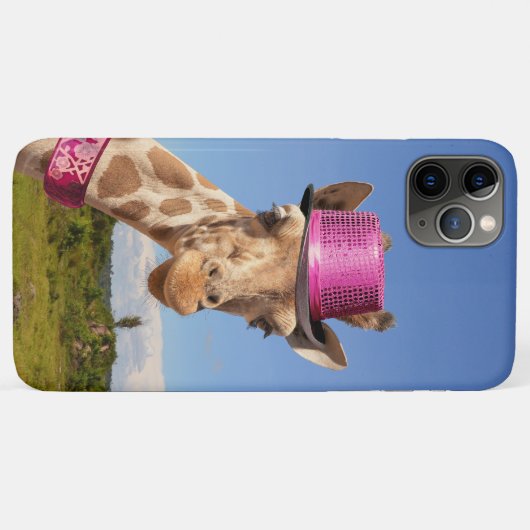 Coques Case-Mate iPhone Giraffe en casquette rose étincelant (Dos (Horizontal))