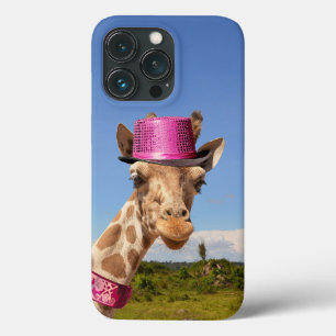 Case-Mate iPhone Case Giraffe en casquette rose étincelant