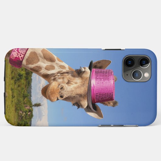 Coques Case-Mate iPhone Giraffe en casquette rose étincelant (Dos (Horizontal))