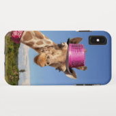 Coques Case-Mate iPhone Giraffe en casquette rose étincelant (Dos (Horizontal))
